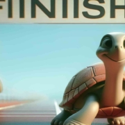 Turtle crosses finishline before hare
